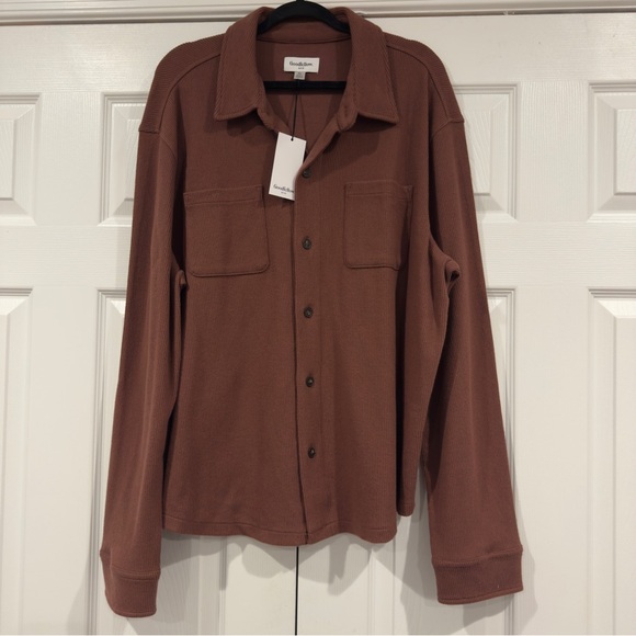 Goodfellow & Co Other - Good Fellow Chocolate Brown Shirt Jacket Men Size XL Preppy Ribbed Knit